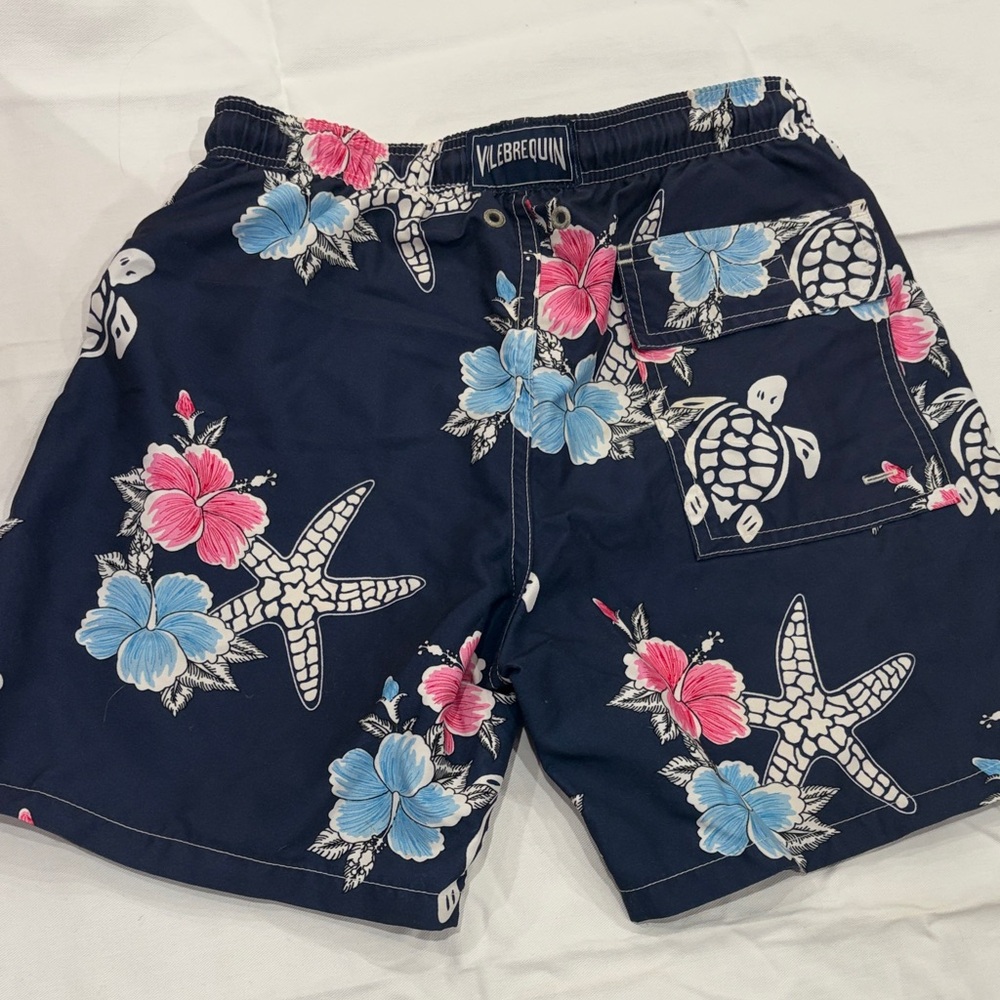 Vilebrequin Men's Starfish and Turtle Shorts - Navy with Pink and Blue